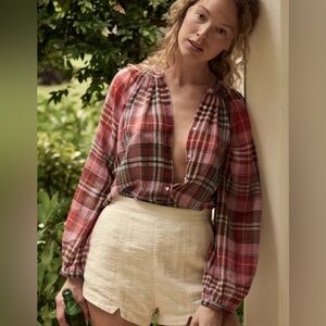 Doen Francine Plaid Blouse